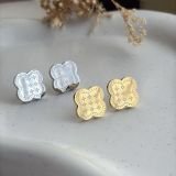 Alhambra Engraved Clover Stud Earrings