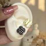 Alhambra Engraved Clover Stud Earrings