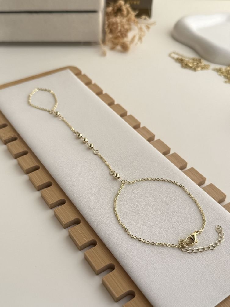 Aurelia Bead Link Hand Chain Bracelet