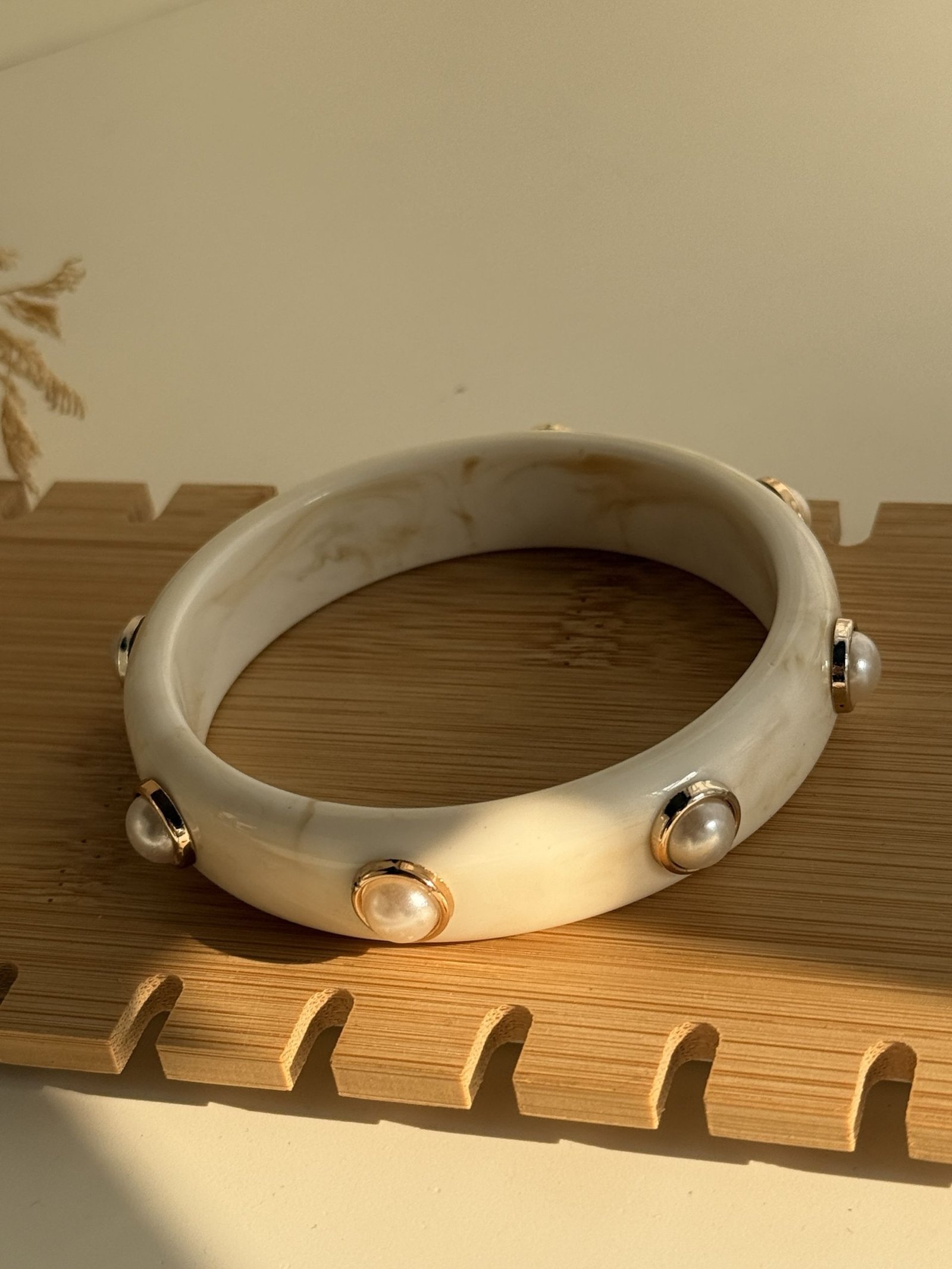 Ivory Pearl Accent Resin Cuff