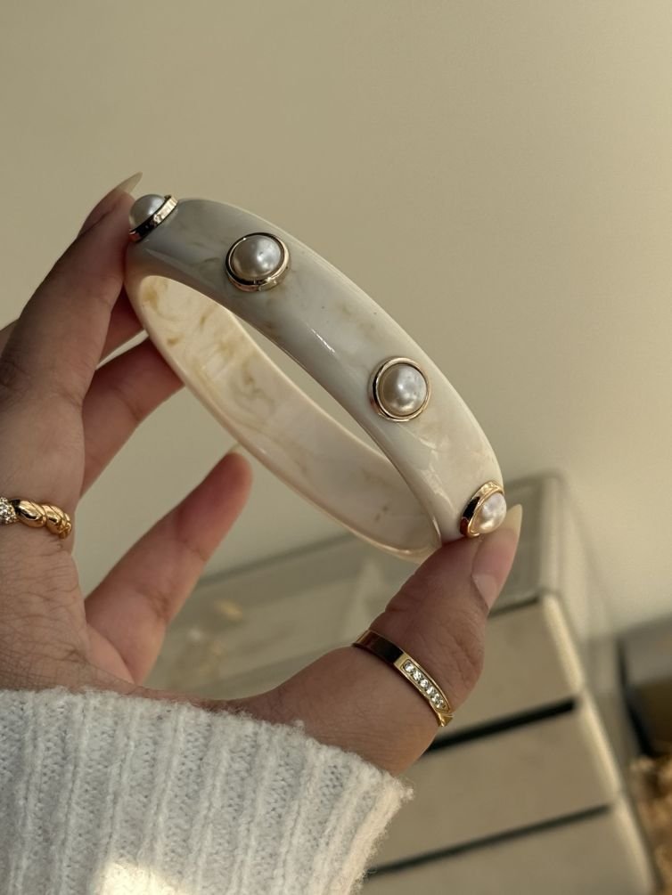 Ivory Pearl Accent Resin Cuff