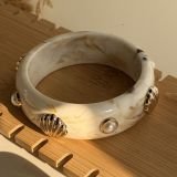 Pearl Shell Accent Resin Cuff