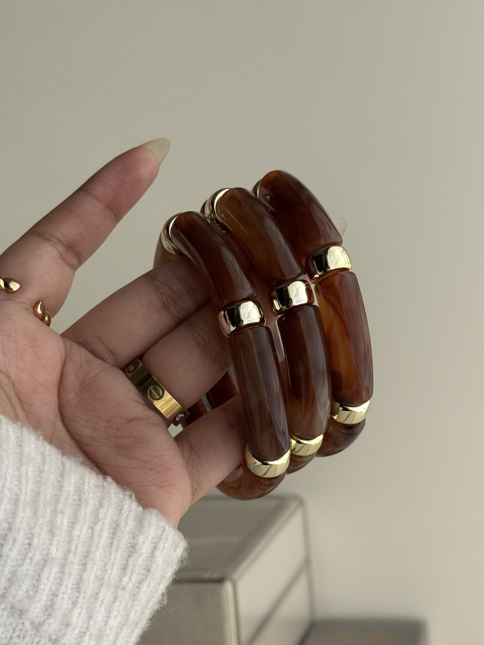 Amber Vein Resin Stretch Cuff