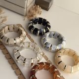 Ivory Gold Marble Resin Cuff