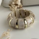 Ivory Gold Marble Resin Cuff
