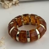 Ivory Gold Marble Resin Cuff