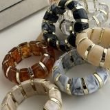 Ivory Gold Marble Resin Cuff