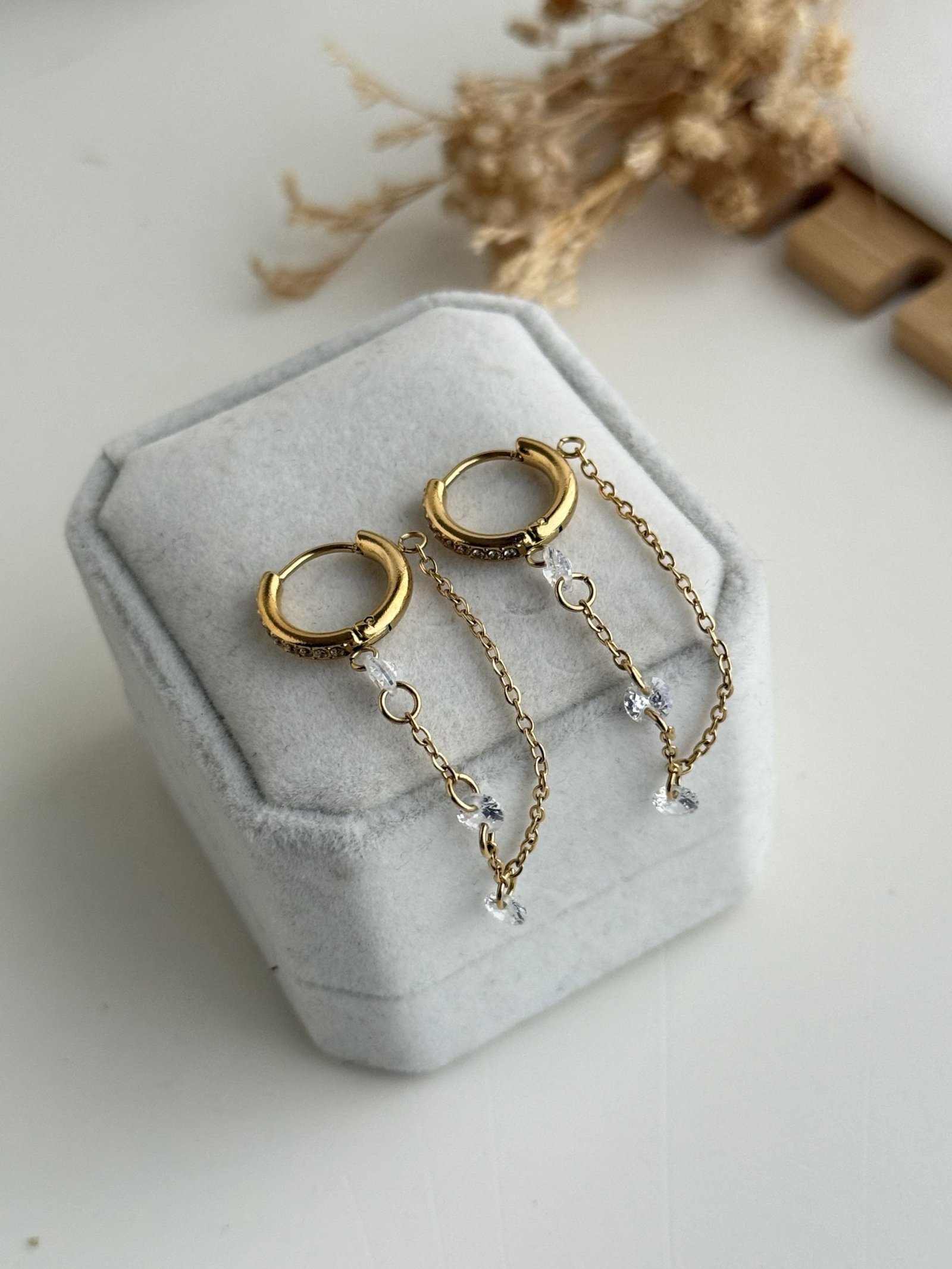 Aurora Quad Chain Huggie Earrings