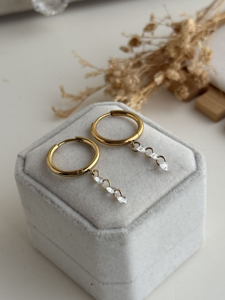 Celestia Triple Drop Huggie Earrings