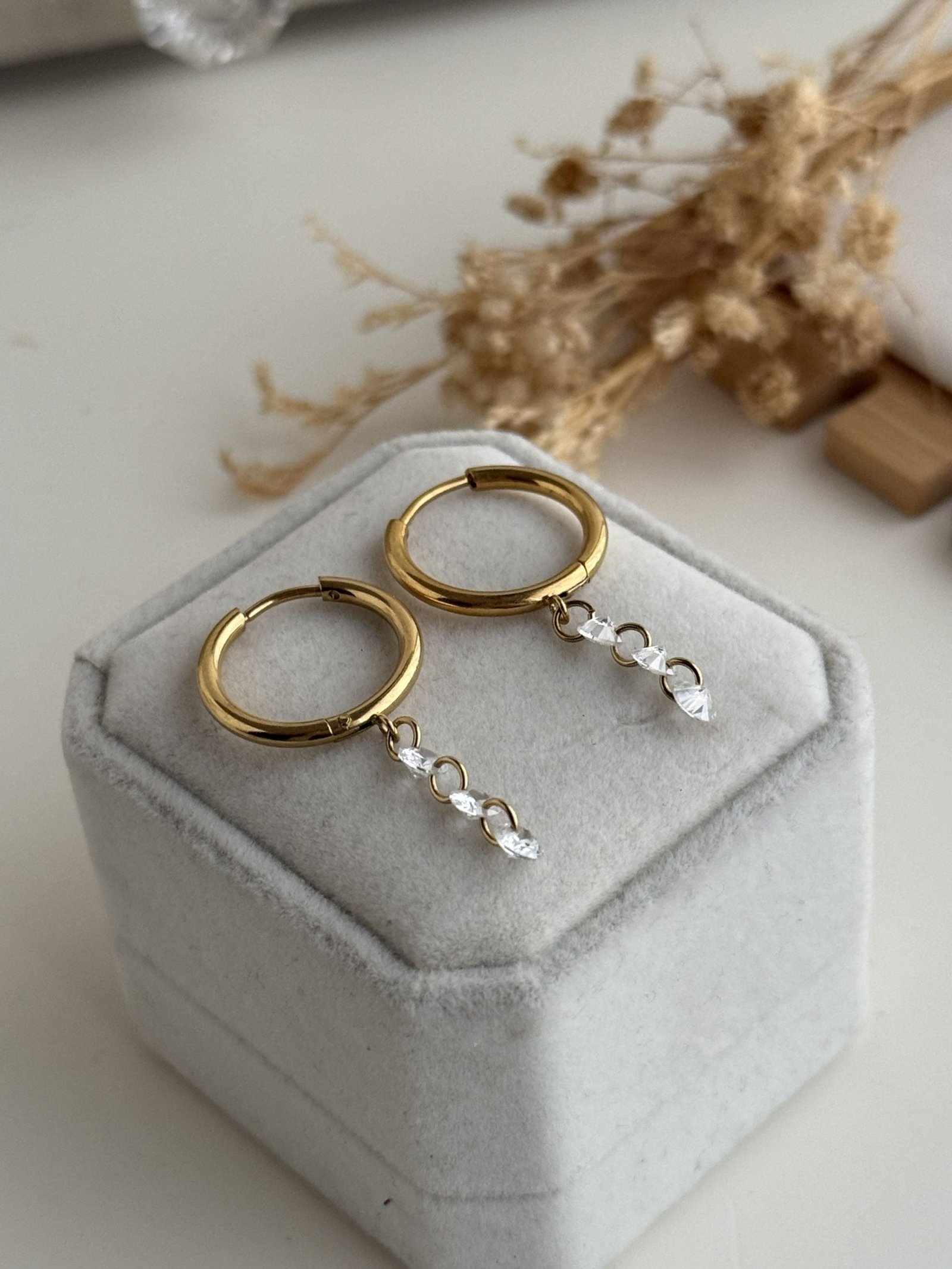 Celestia Triple Drop Huggie Earrings