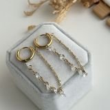 Celestia Chain Drop Huggie Earrings