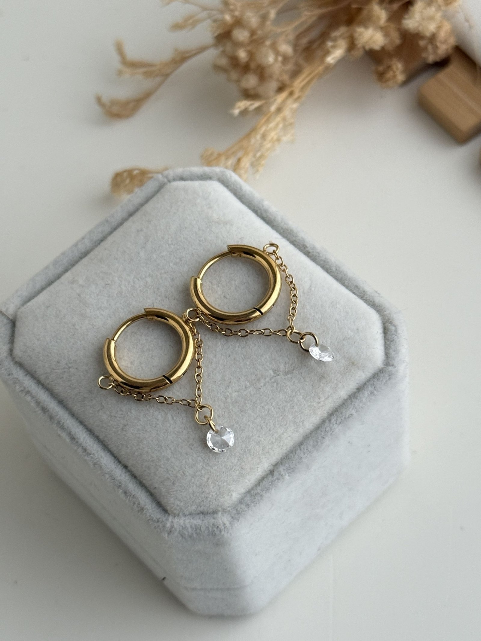 Luma Chain Drop Huggie Earrings