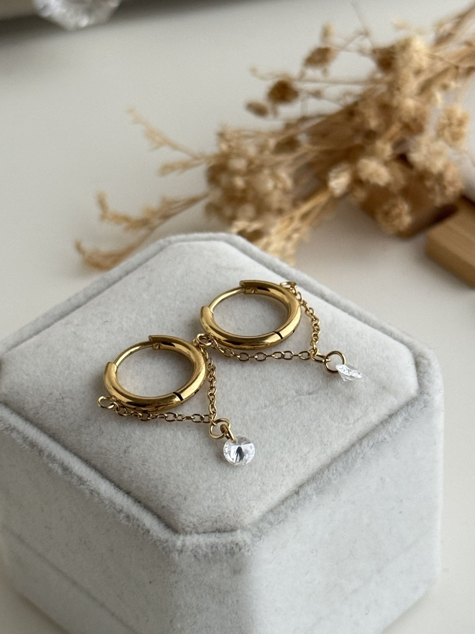 Luma Chain Drop Huggie Earrings