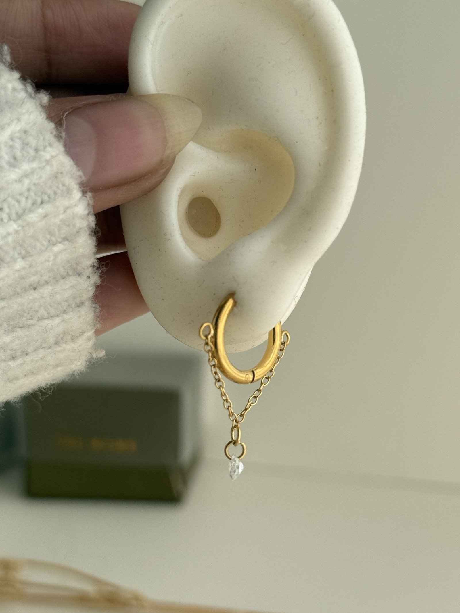 Luma Chain Drop Huggie Earrings