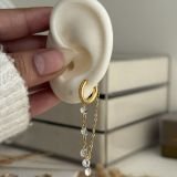 Celestia Chain Drop Huggie Earrings