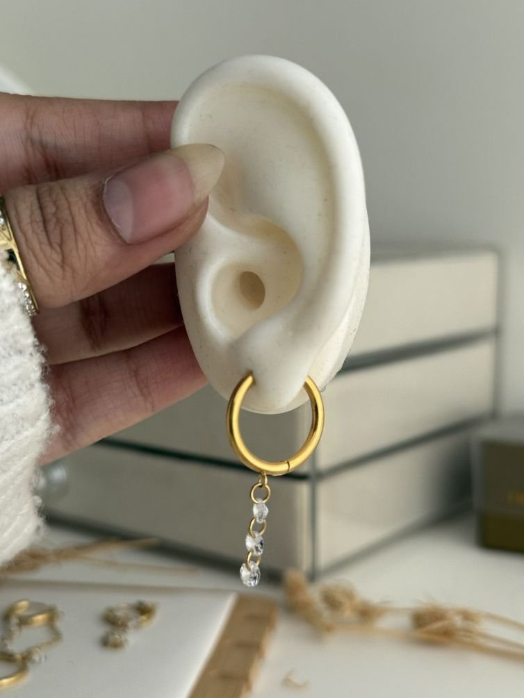 Celestia Triple Drop Huggie Earrings