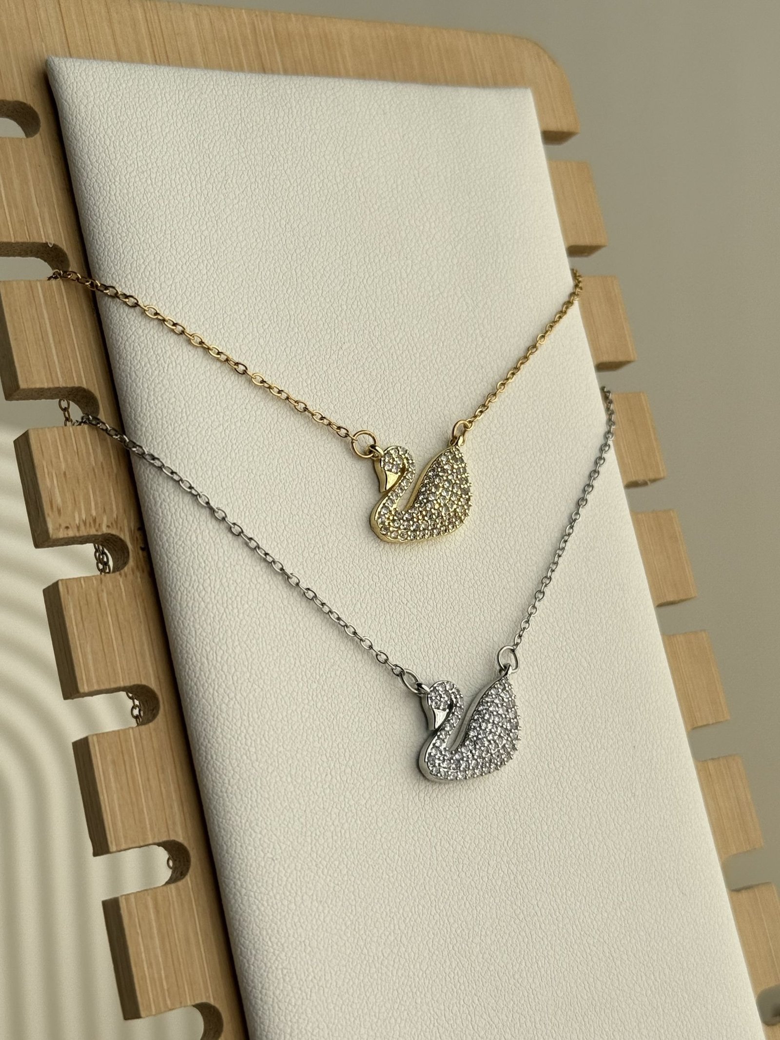 Aurelle Swan Pavé Necklace