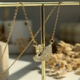 Aurelle Swan Pavé Necklace