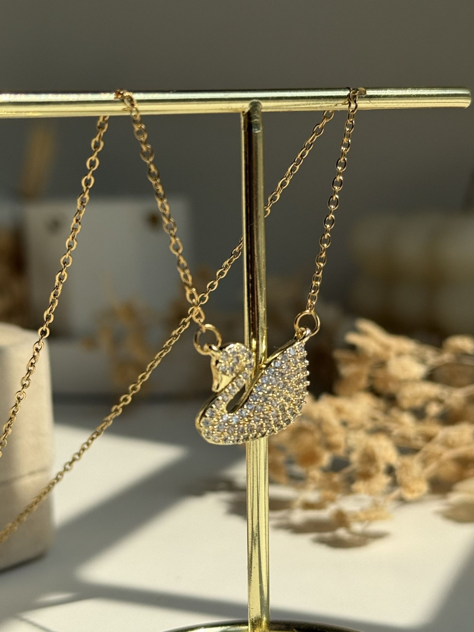 Aurelle Swan Pavé Necklace