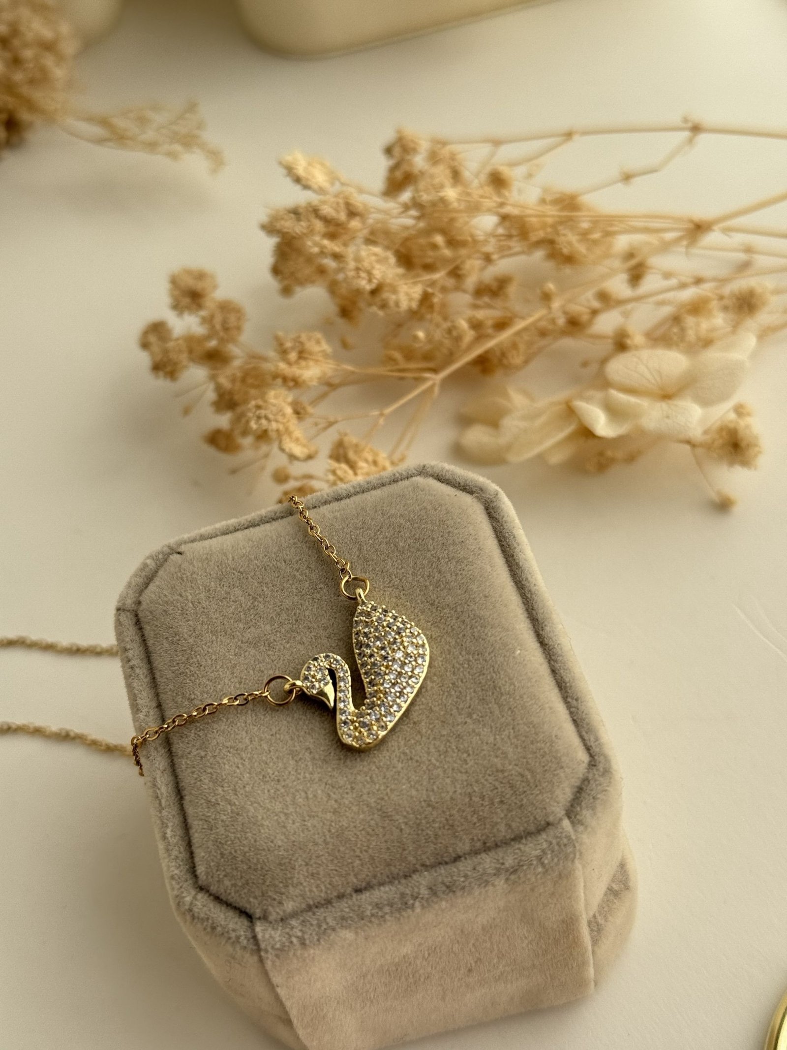 Aurelle Swan Pavé Necklace