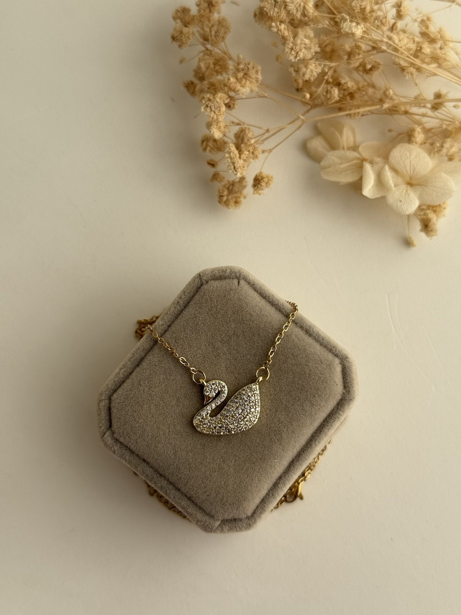 Aurelle Swan Pavé Necklace