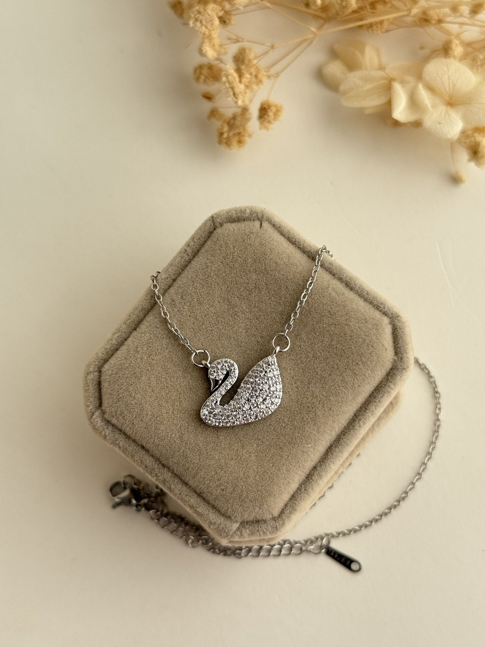 Aurelle Swan Pavé Necklace