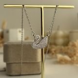 Aurelle Swan Pavé Necklace