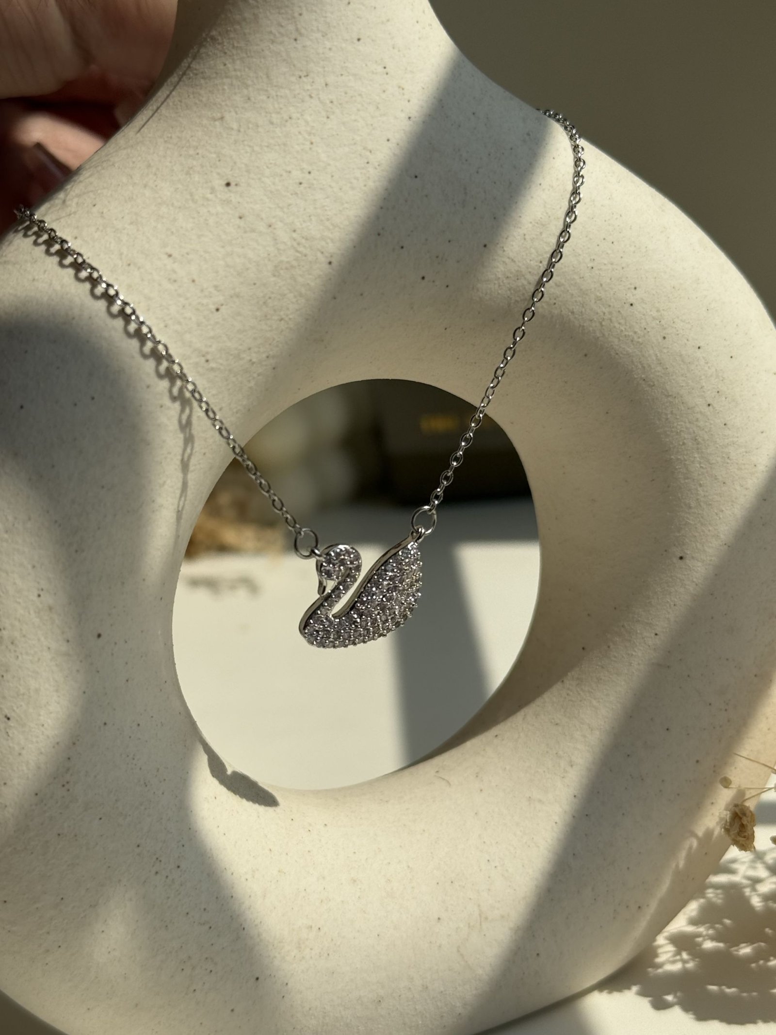 Aurelle Swan Pavé Necklace
