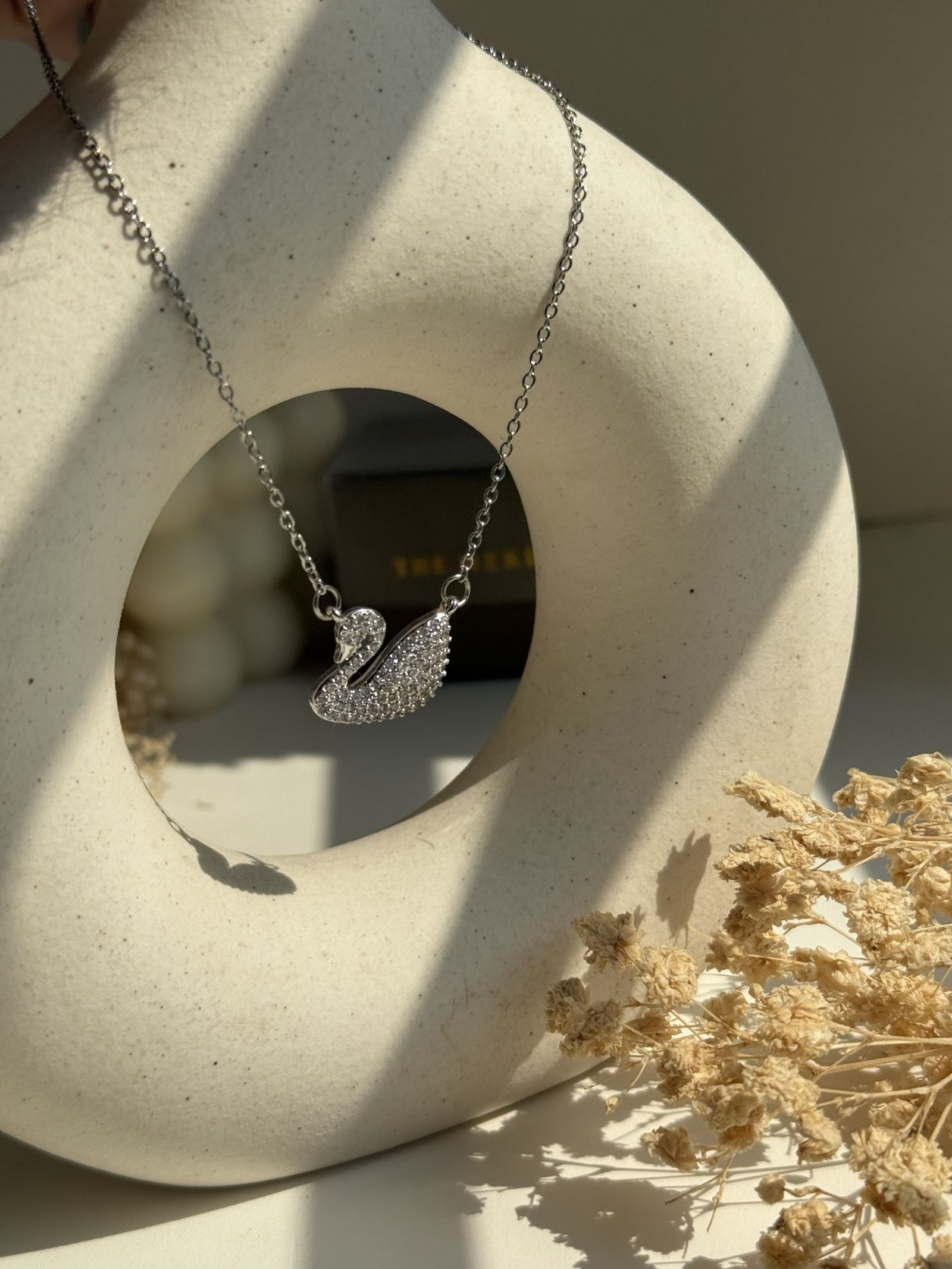 Aurelle Swan Pavé Necklace