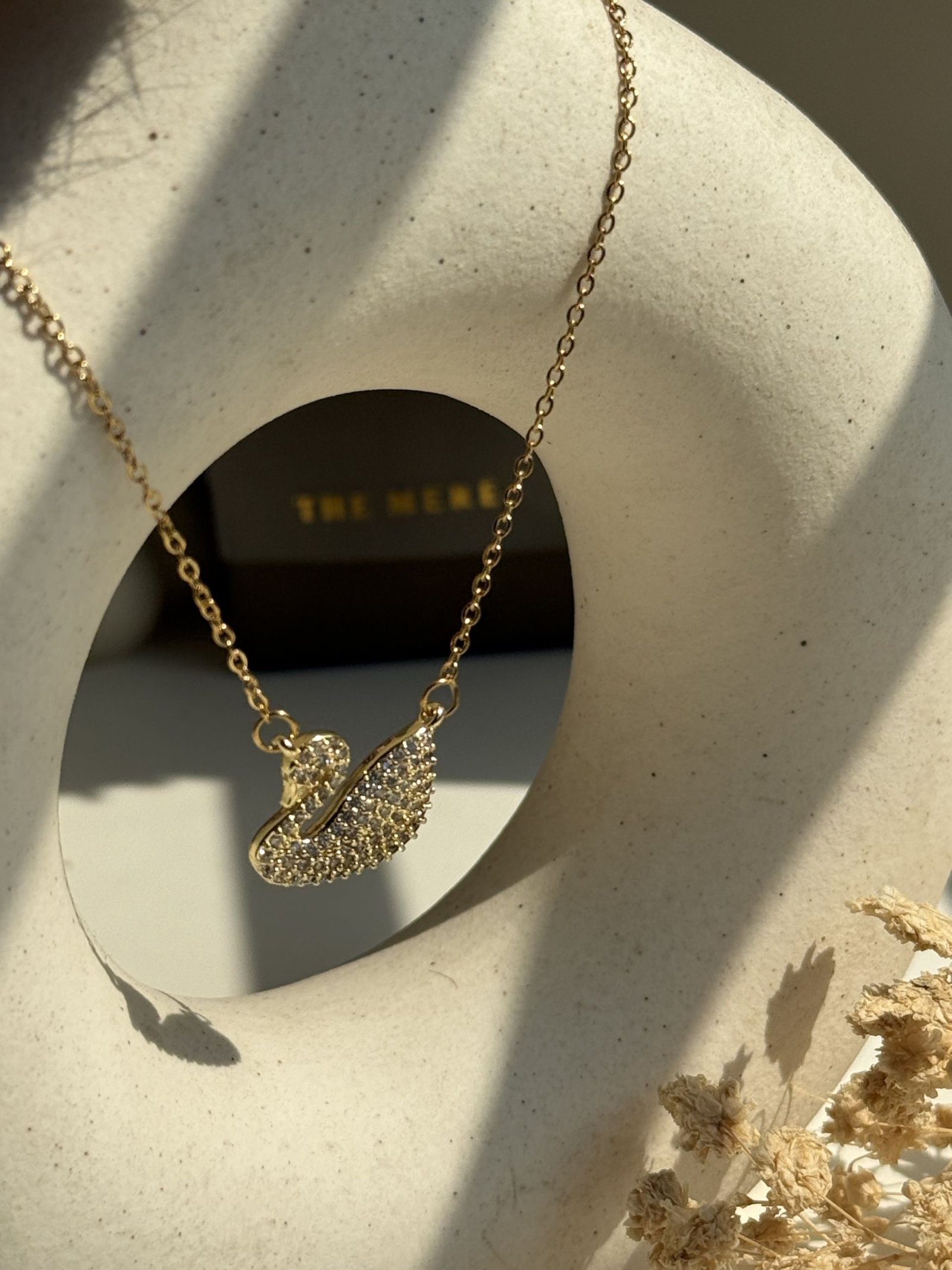 Aurelle Swan Pavé Necklace