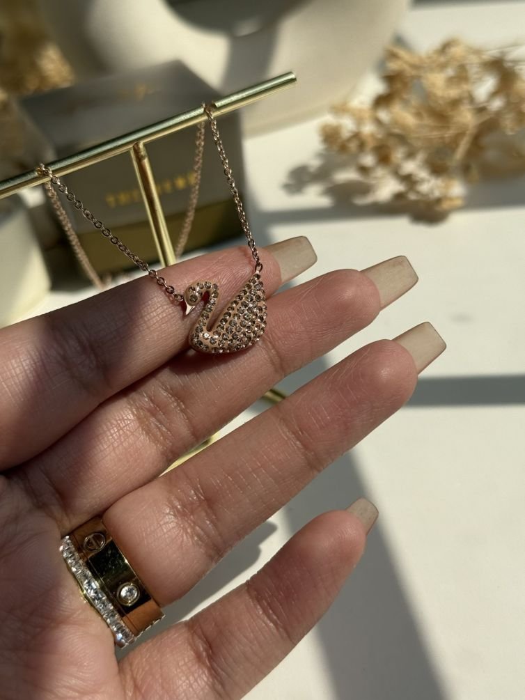 Celestine Swan Pavé Necklace