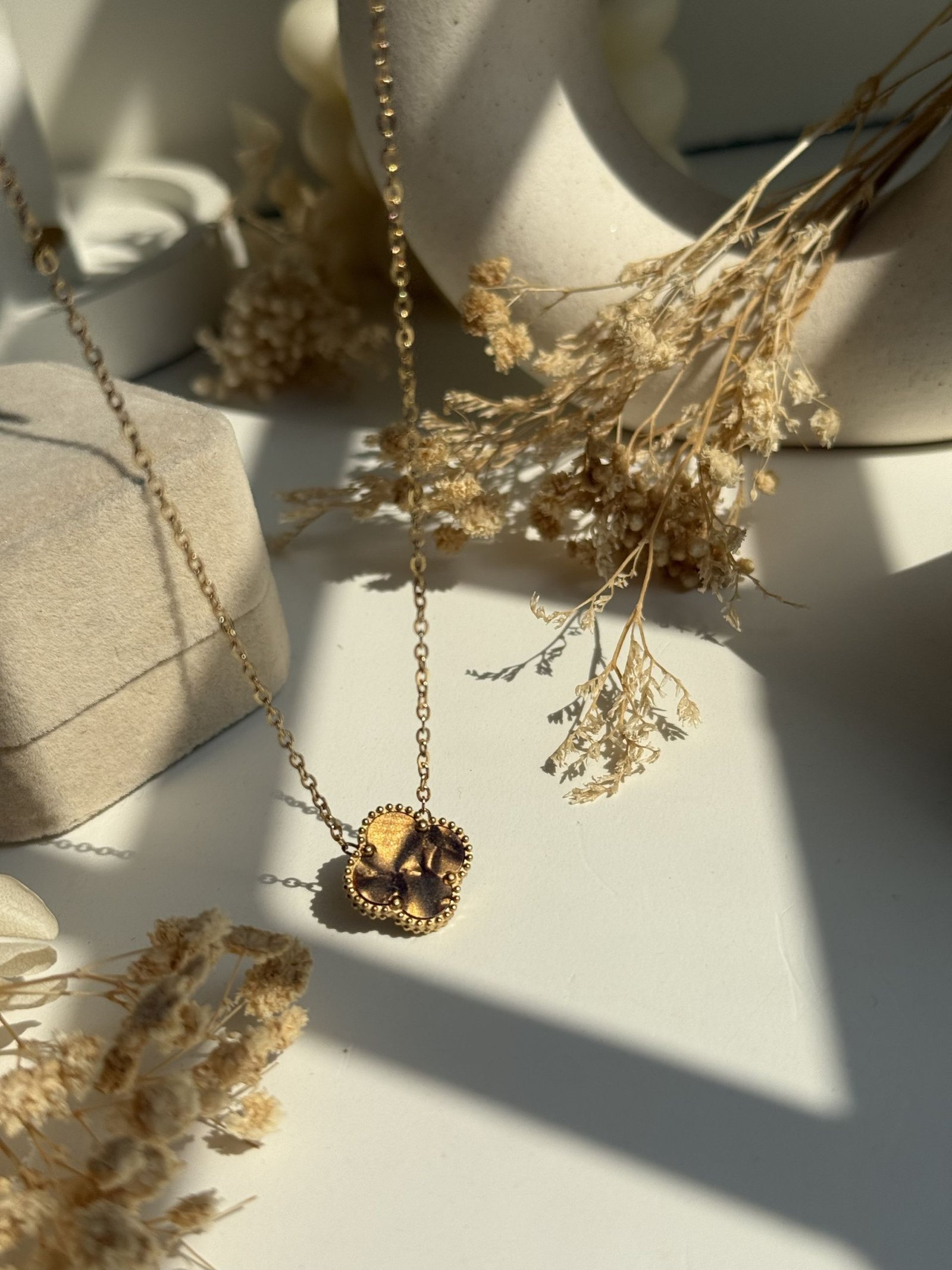 Aureline Chrome Clover Necklace