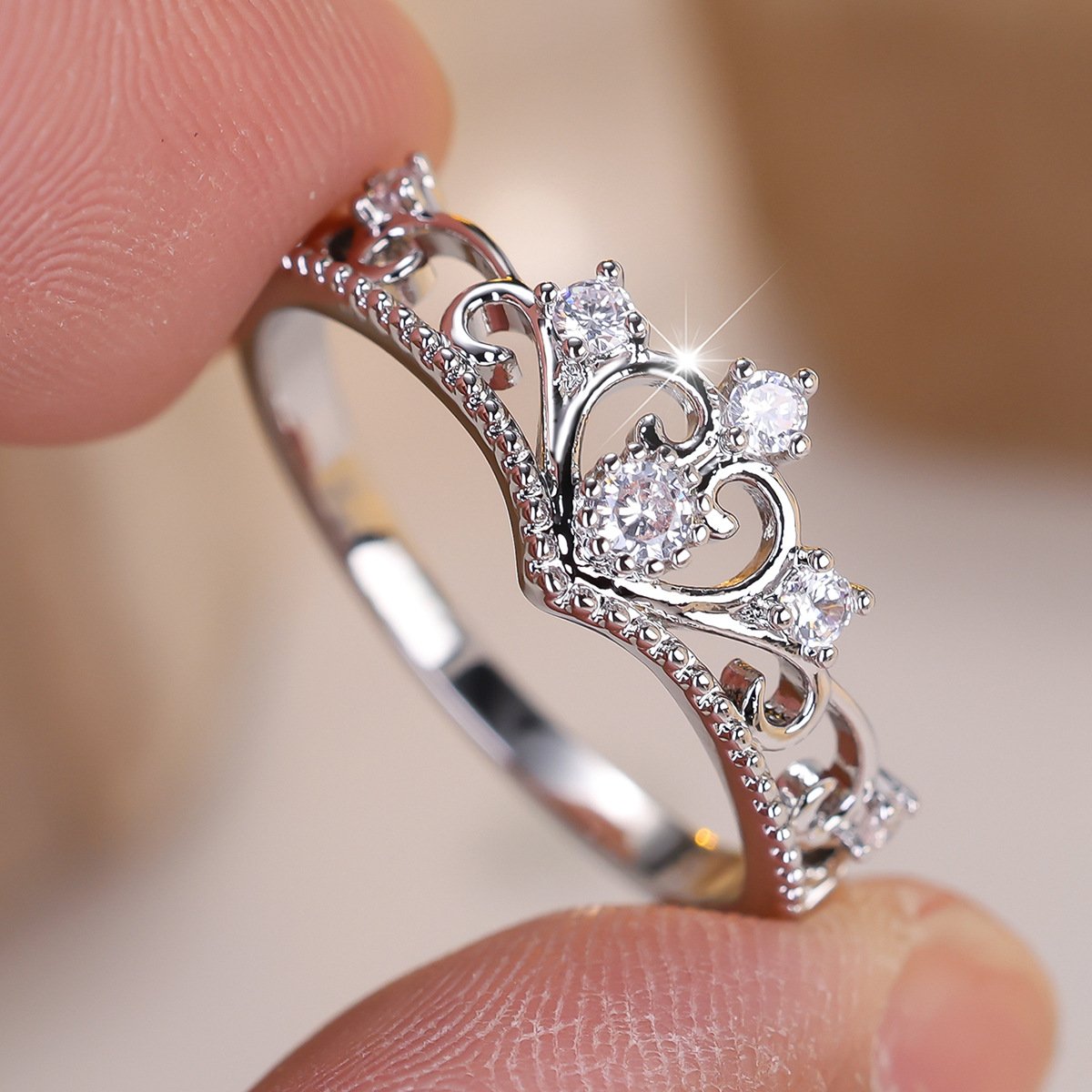 Celestia Crown Heart Ring