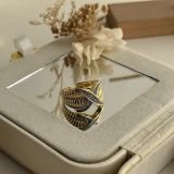 Aurora Leaf Pavé Ring