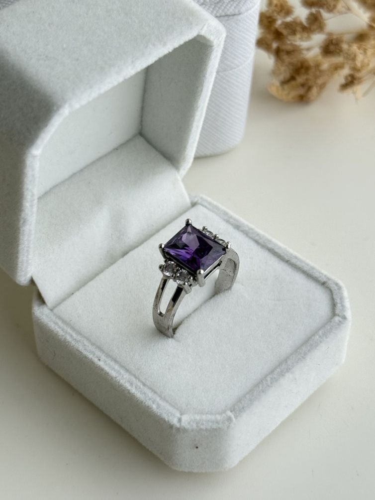 Royal Amethyst Square Halo Ring