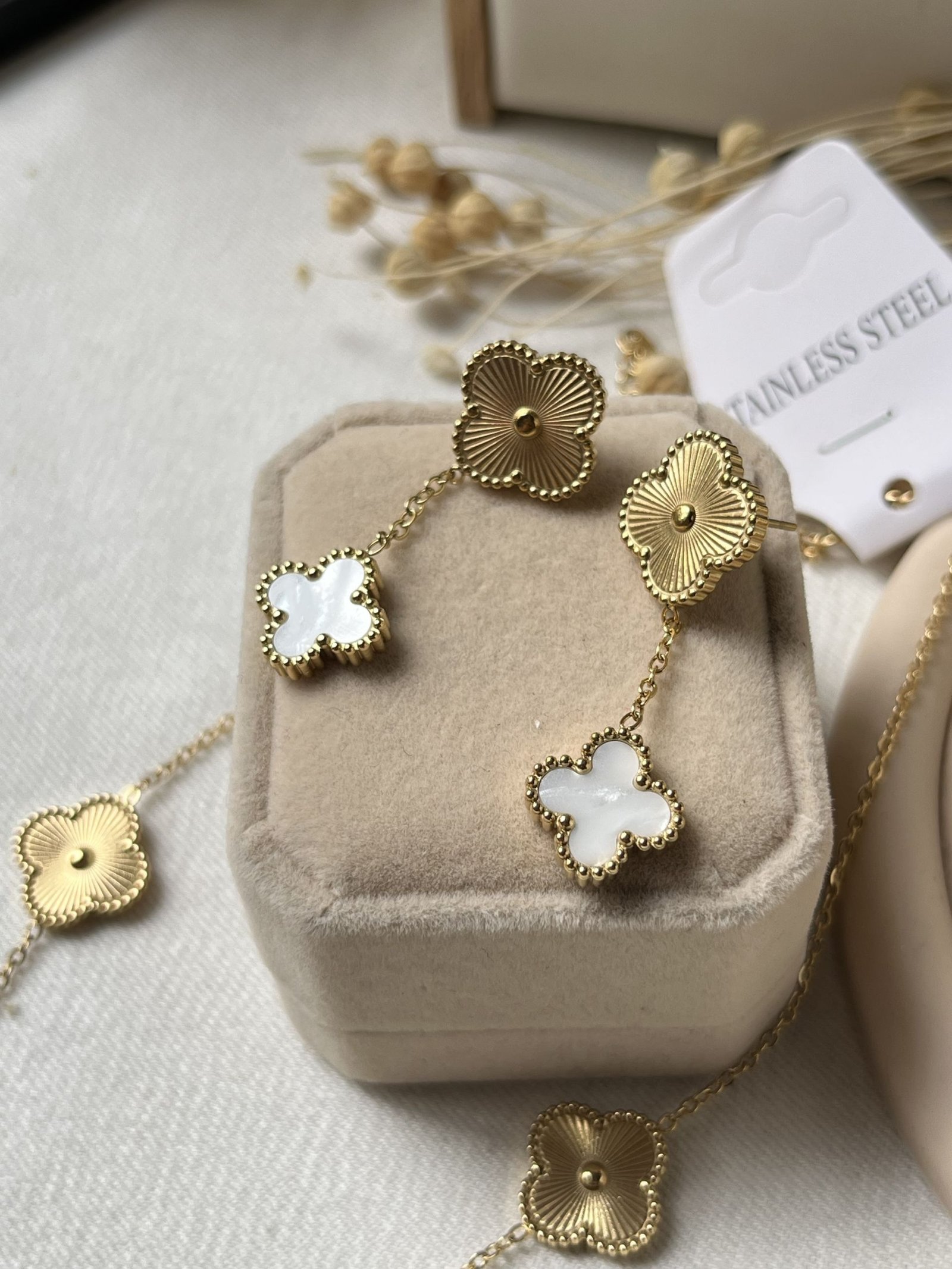 Soleil Clover Chain Earrings