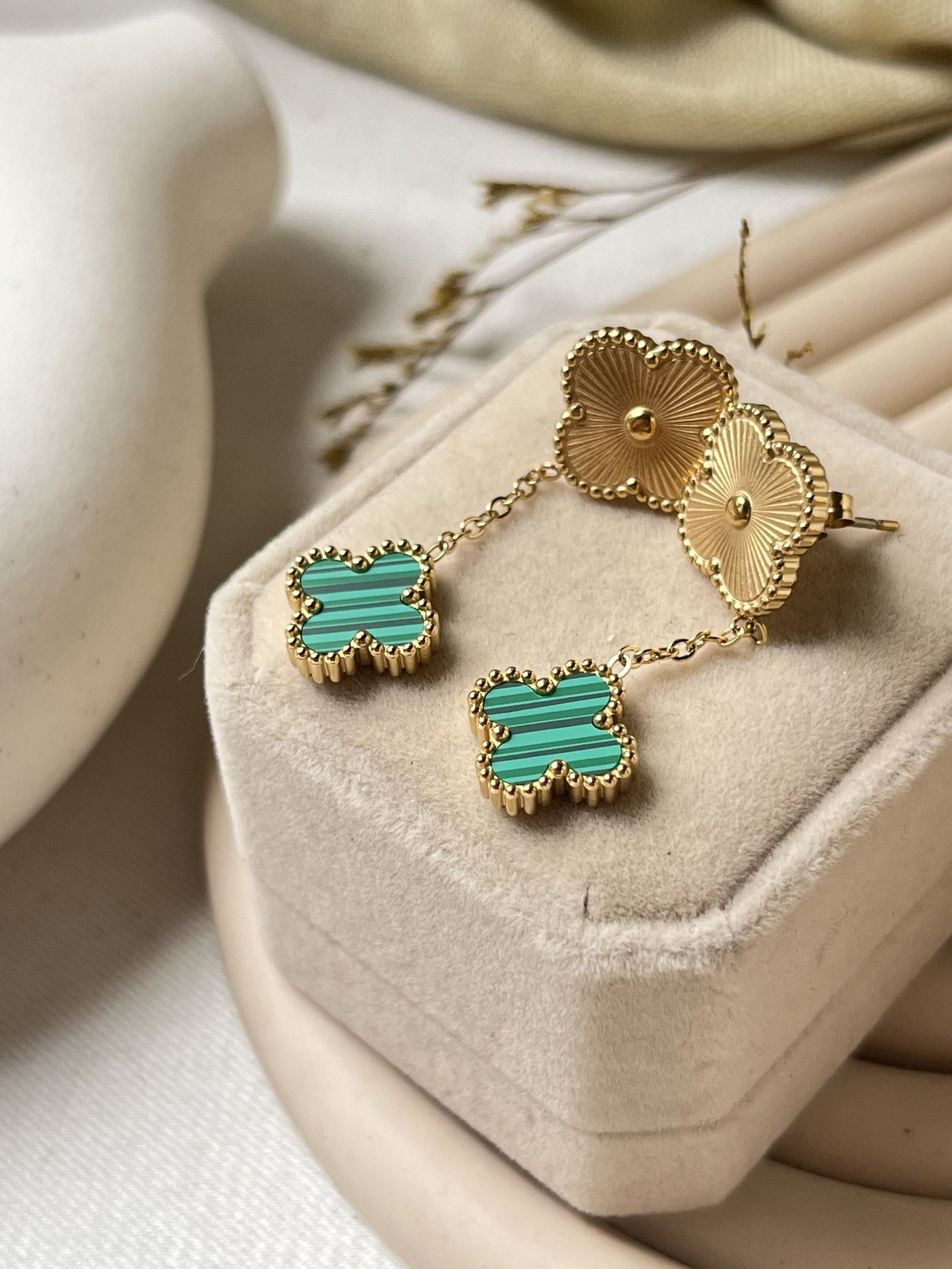 Soleil Clover Chain Earrings