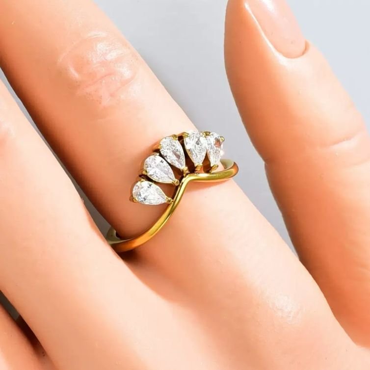 Serene Arc Crystal Ring