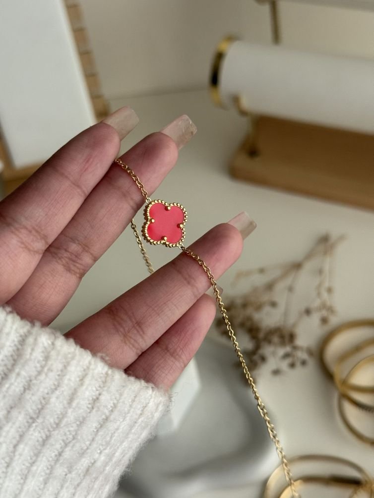 Scarlet Clover Charm Bracelet