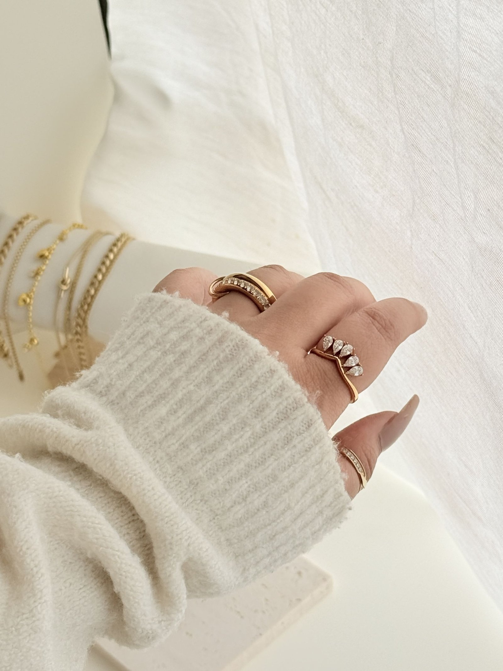 Serene Arc Crystal Ring