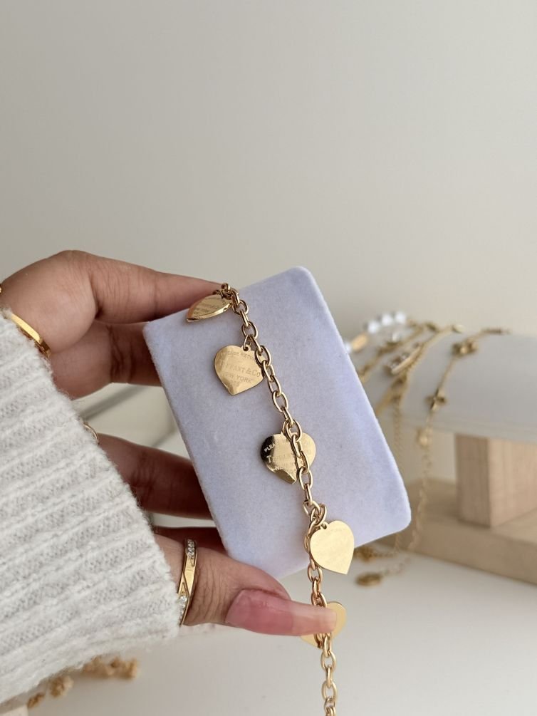 Heart Charm Link Bracelet