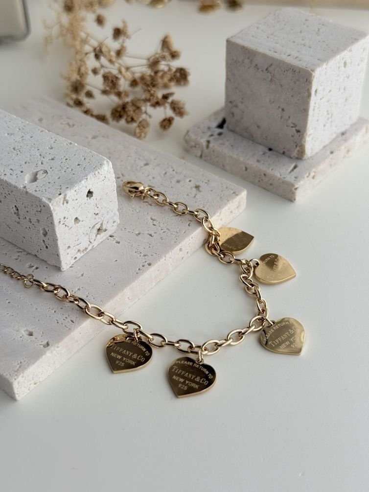 Heart Charm Link Bracelet