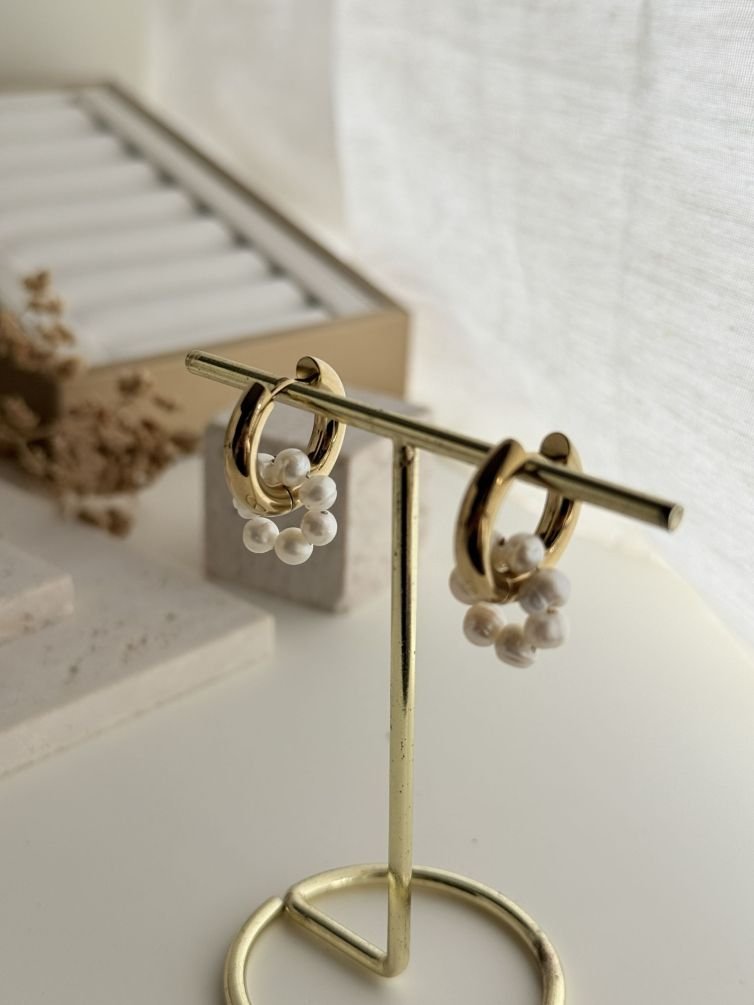 Celestine Pearl Hoop Earrings