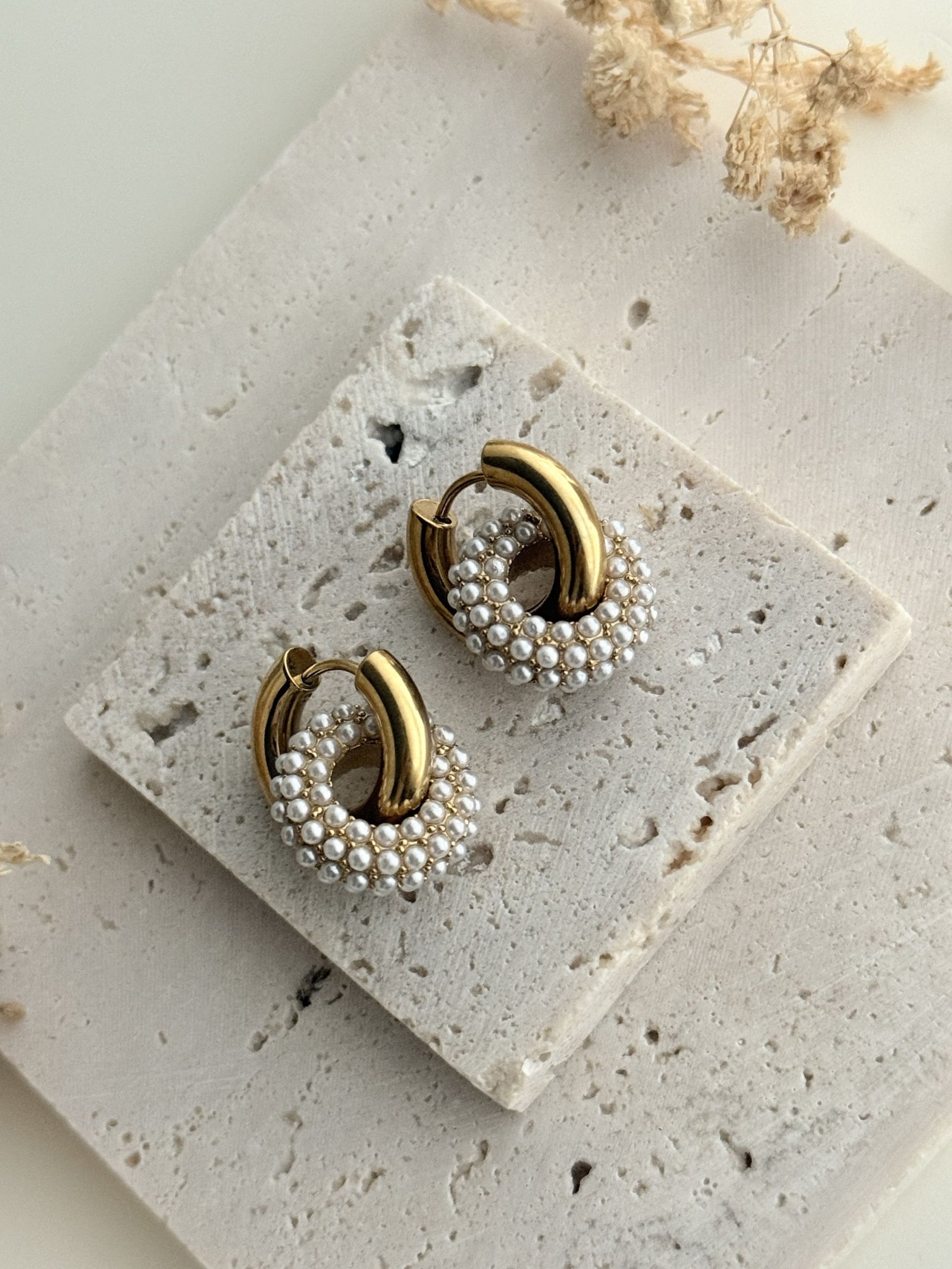Celeste Pearl Halo Earrings